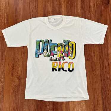 Vintage XL White Puerto Rico Graphic T Shirt Bott… - image 1