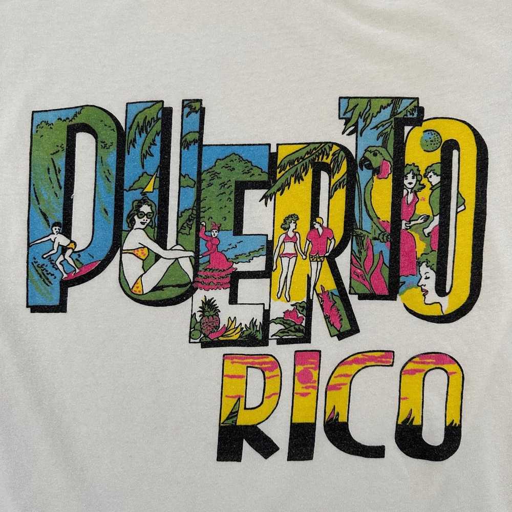 Vintage XL White Puerto Rico Graphic T Shirt Bott… - image 2