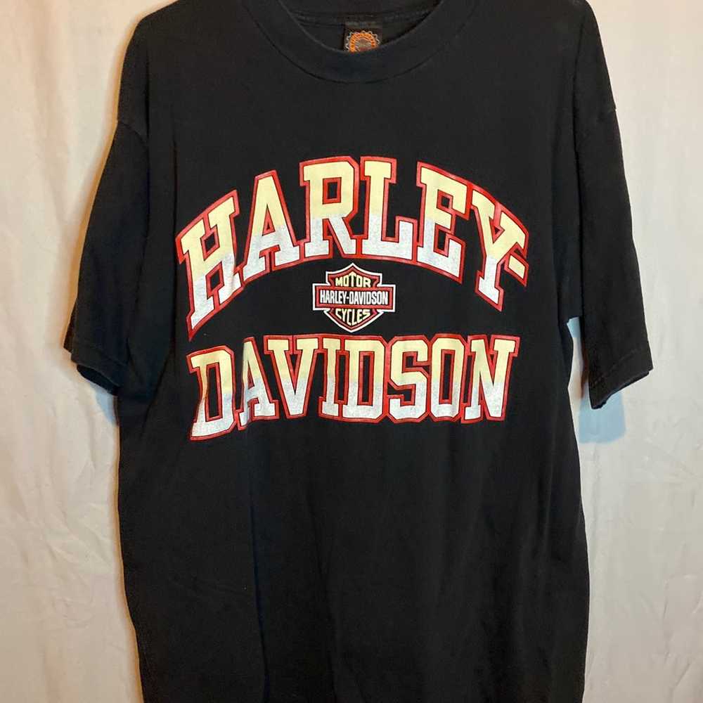Vintage Harley Davidson Front/Back Graphic Black … - image 1