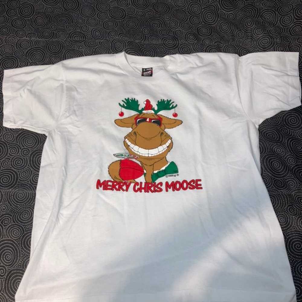 Vintage Christmas Merry ChrisMoose Shirt - image 1
