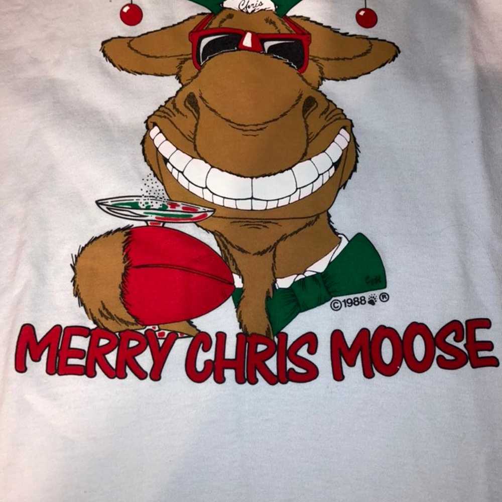 Vintage Christmas Merry ChrisMoose Shirt - image 2