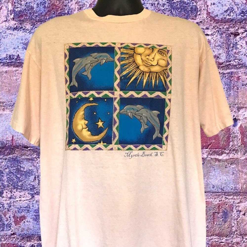 Vintage Anvil Sun & Moon Graphic T-Shirt - image 1