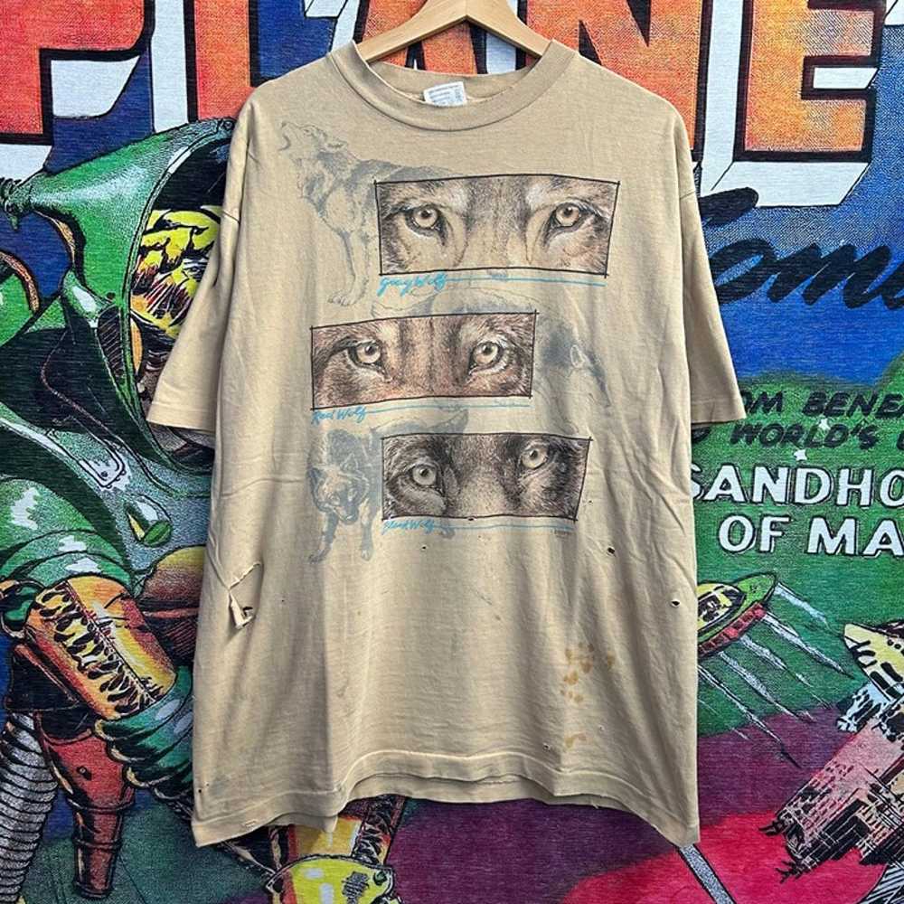 Vintage 90’s Distressed Wolves Tee Size XL - image 1