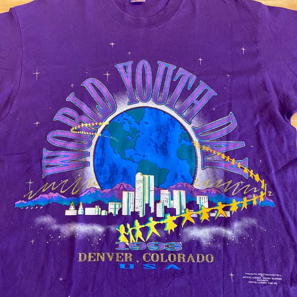 Vintage 1993 World Youth Day Denver Colorado Shir… - image 3