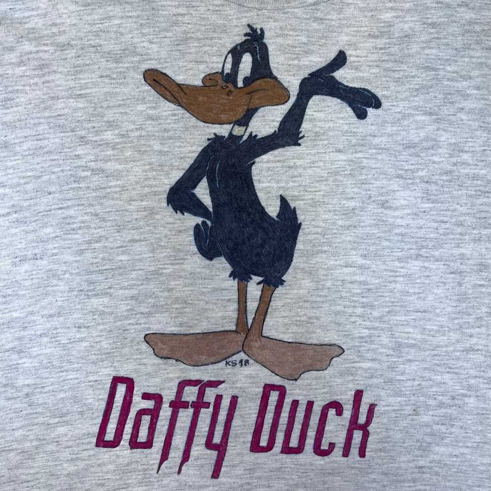 Vintage K.S. 1998 Looney Tunes Daffy Duck Gray Te… - image 3