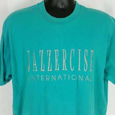 Vintage Jazzercise Workout T shirt Size XL Colorful lettering embroidered