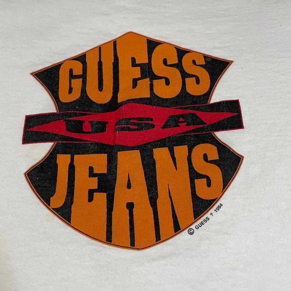 Vintage 90s Guess Jeans USA Harley style logo sin… - image 2