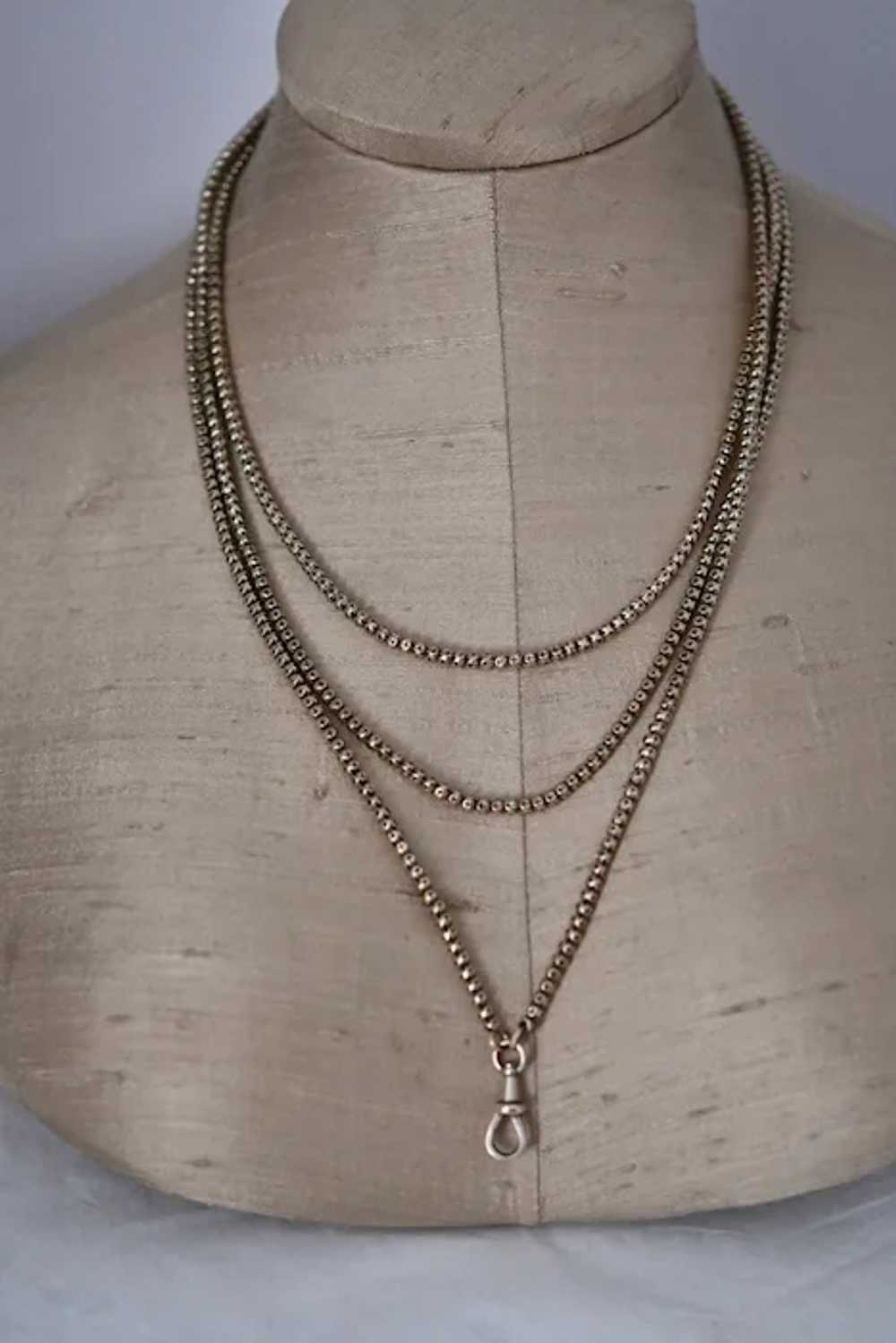 Victorian solid 9ct Long Watch Chain 62" - image 7