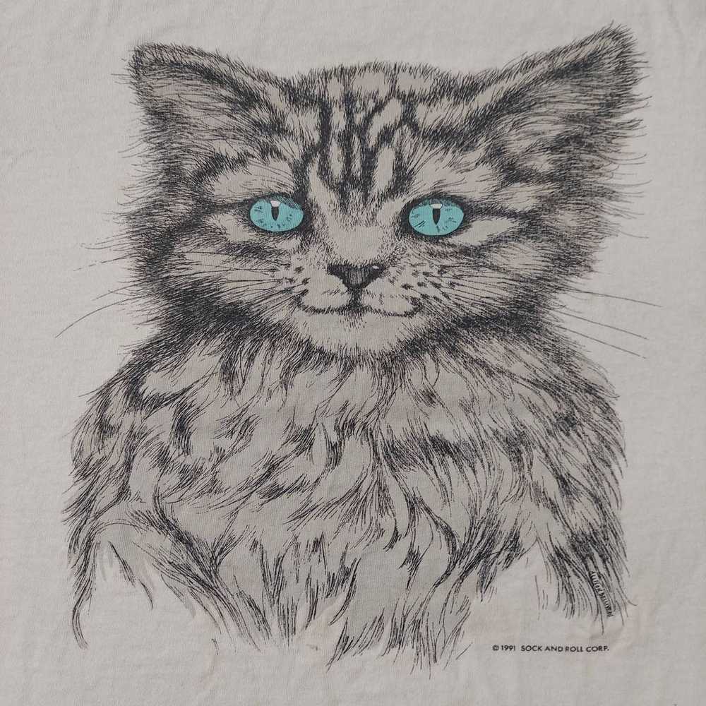 Cat Graphic Shirt Mens XL Rock And Roll Corp Vint… - image 1
