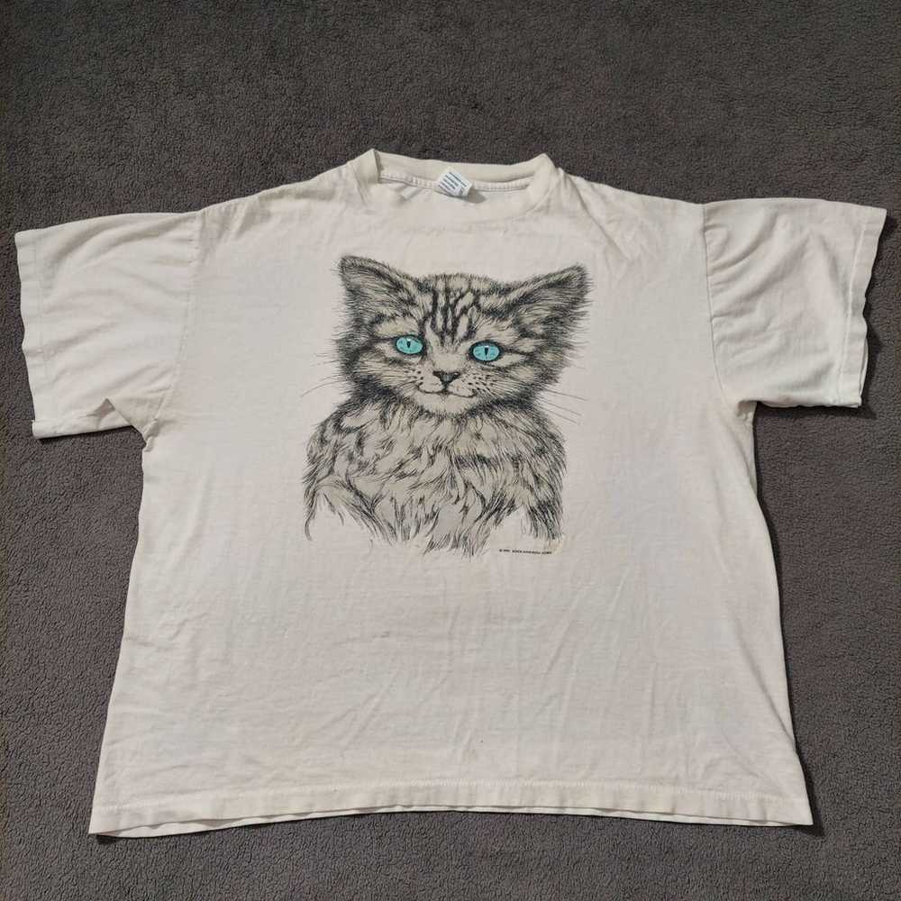 Cat Graphic Shirt Mens XL Rock And Roll Corp Vint… - image 2
