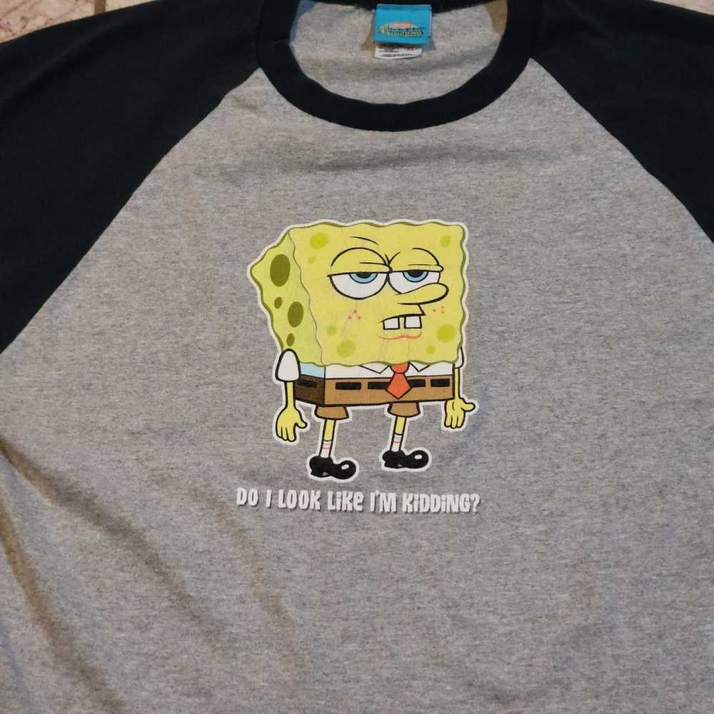 VTG Spongebob 3/4 Shirt XL Cartoon Promo 2002 Nic… - image 2