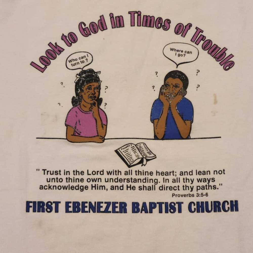 Vintage 90s Black Church Jesus Tee LOOK TO GOD IN… - image 2