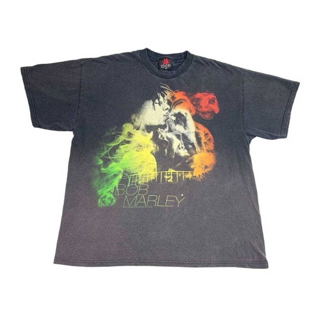 Vintage Y2K Bob Marley T-Shirt 1X Faded Black Dis… - image 1