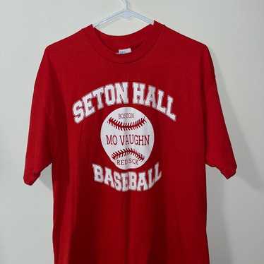 Vintage Seton Hall Mo Vaughn Boston Redsox Shirt~… - image 1