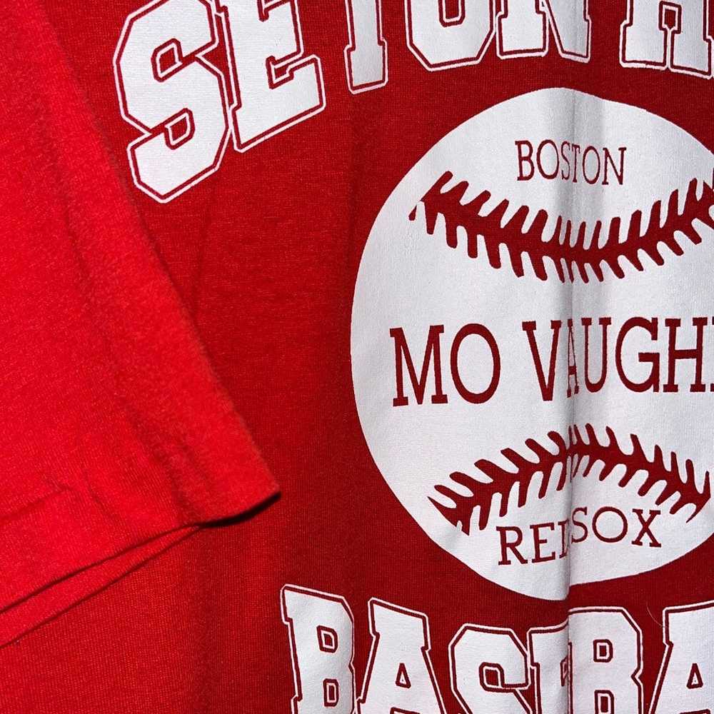 Vintage Seton Hall Mo Vaughn Boston Redsox Shirt~… - image 4
