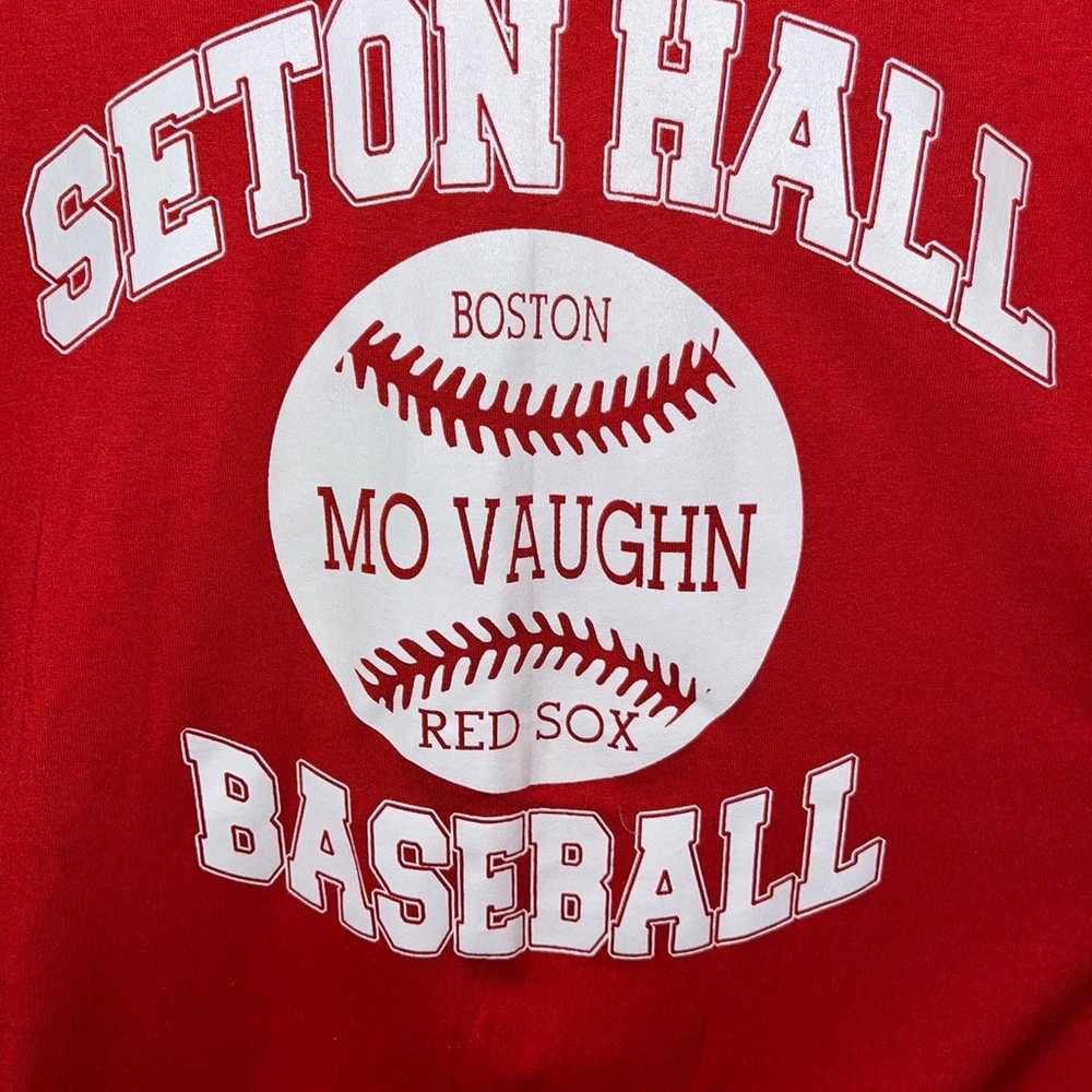 Vintage Seton Hall Mo Vaughn Boston Redsox Shirt~… - image 5