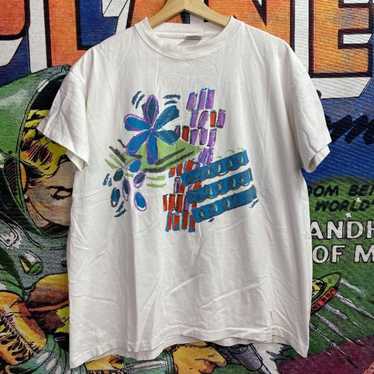 Vintage 90s Artistic Flower Tee Shirt size XL - image 1