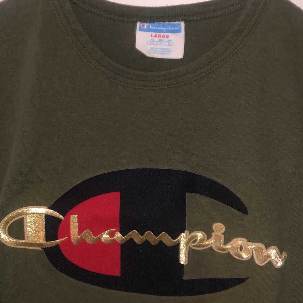 Mens Vintage Champion brand logo t-shirt - Size L… - image 2
