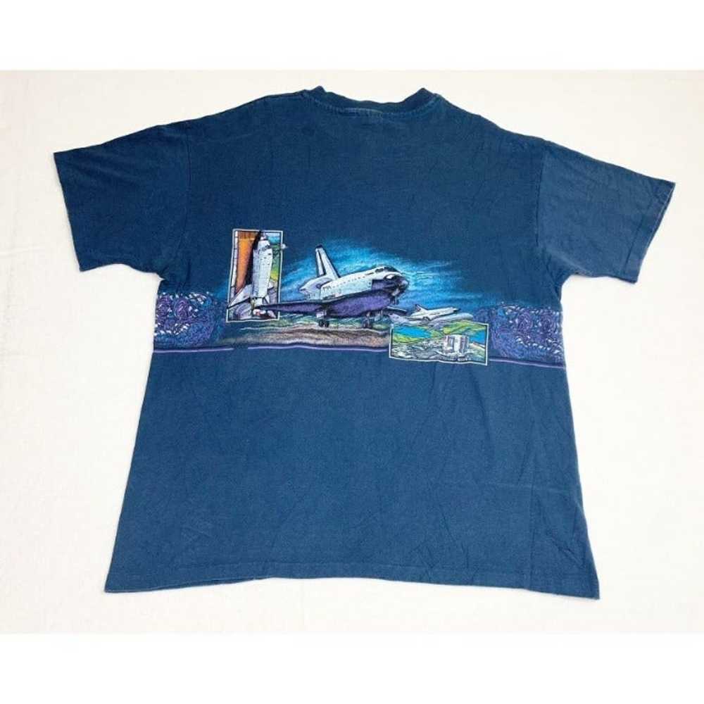 Vintage 80s Space Shuttle T-Shirt Blue XL NASA Si… - image 2