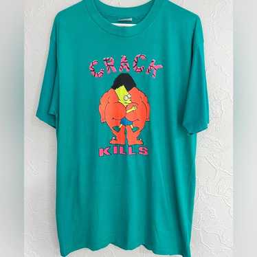 Vintage Crack Kills Bart Simpson Shirt Single Sti… - image 1