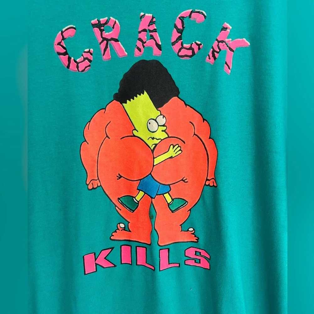 Vintage Crack Kills Bart Simpson Shirt Single Sti… - image 2