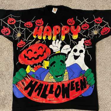 Vintage 1996 Happy Halloween Shirt Big Print Sing… - image 1