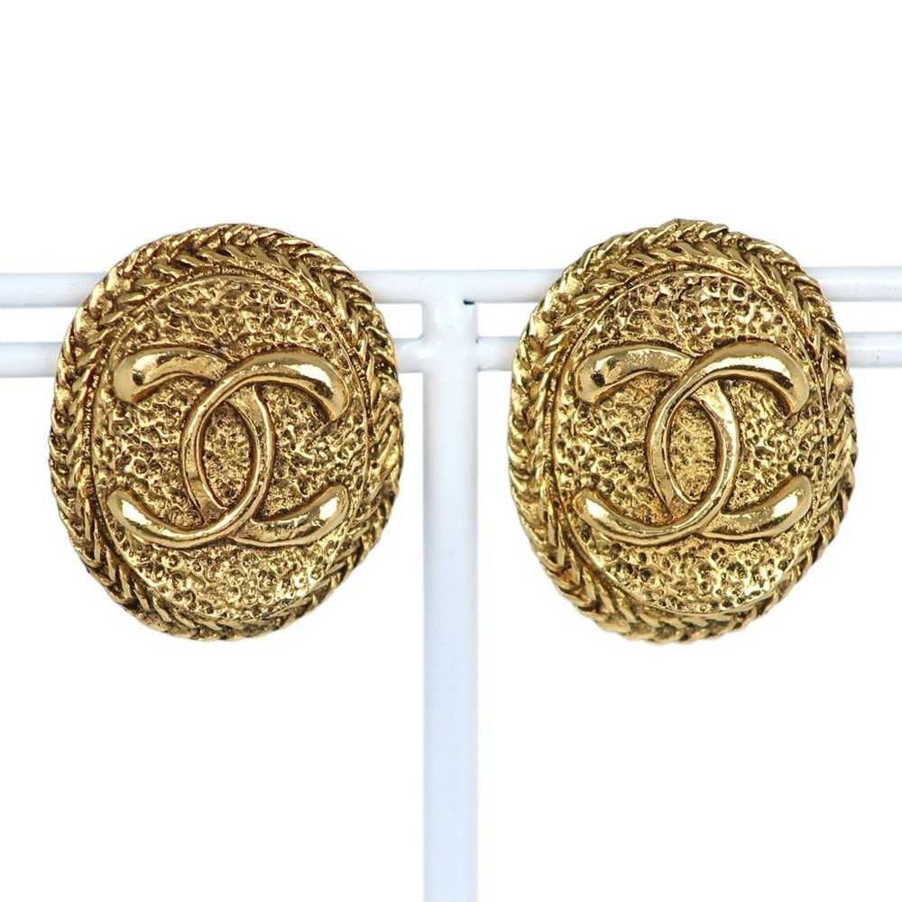 Chanel CHANEL here mark earrings vintage gold pla… - image 1