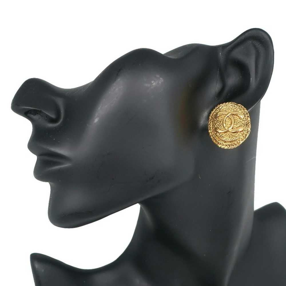 Chanel CHANEL here mark earrings vintage gold pla… - image 2