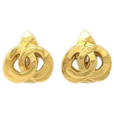 Chanel CHANEL Heart Earrings Gold Clip-On 97P 485… - image 1