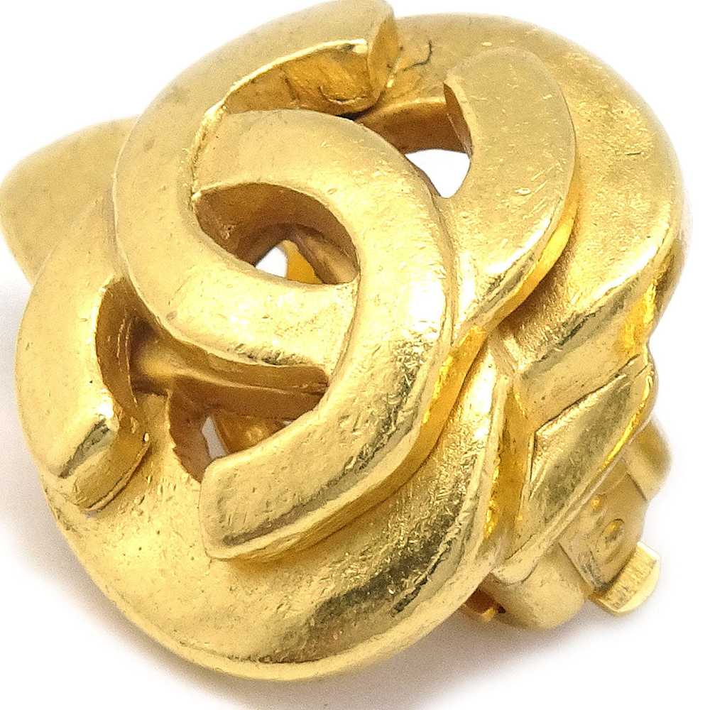 Chanel CHANEL Heart Earrings Gold Clip-On 97P 485… - image 2