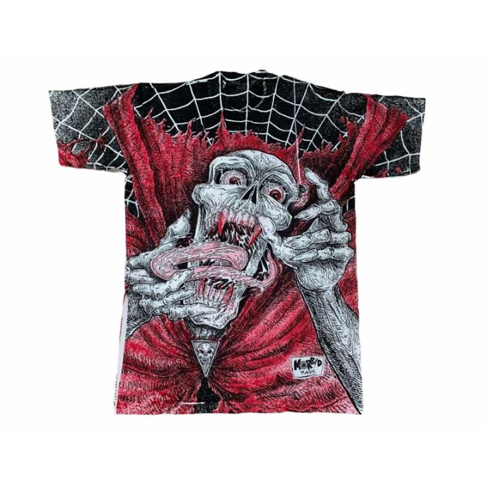 Vintage Screaming Skull All Over Print T-shirt Mo… - image 7