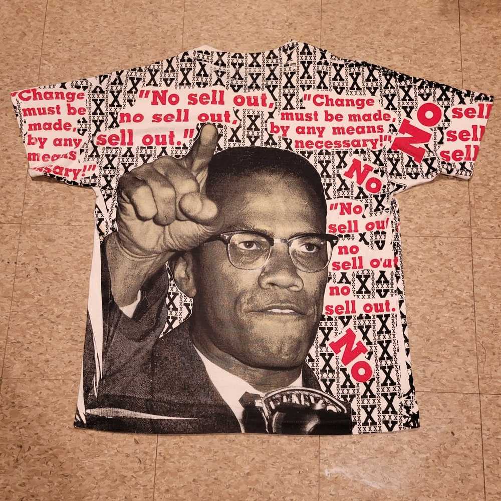 RARE Vintage 90s Malcolm X AOP ALL Over Print Sin… - image 2