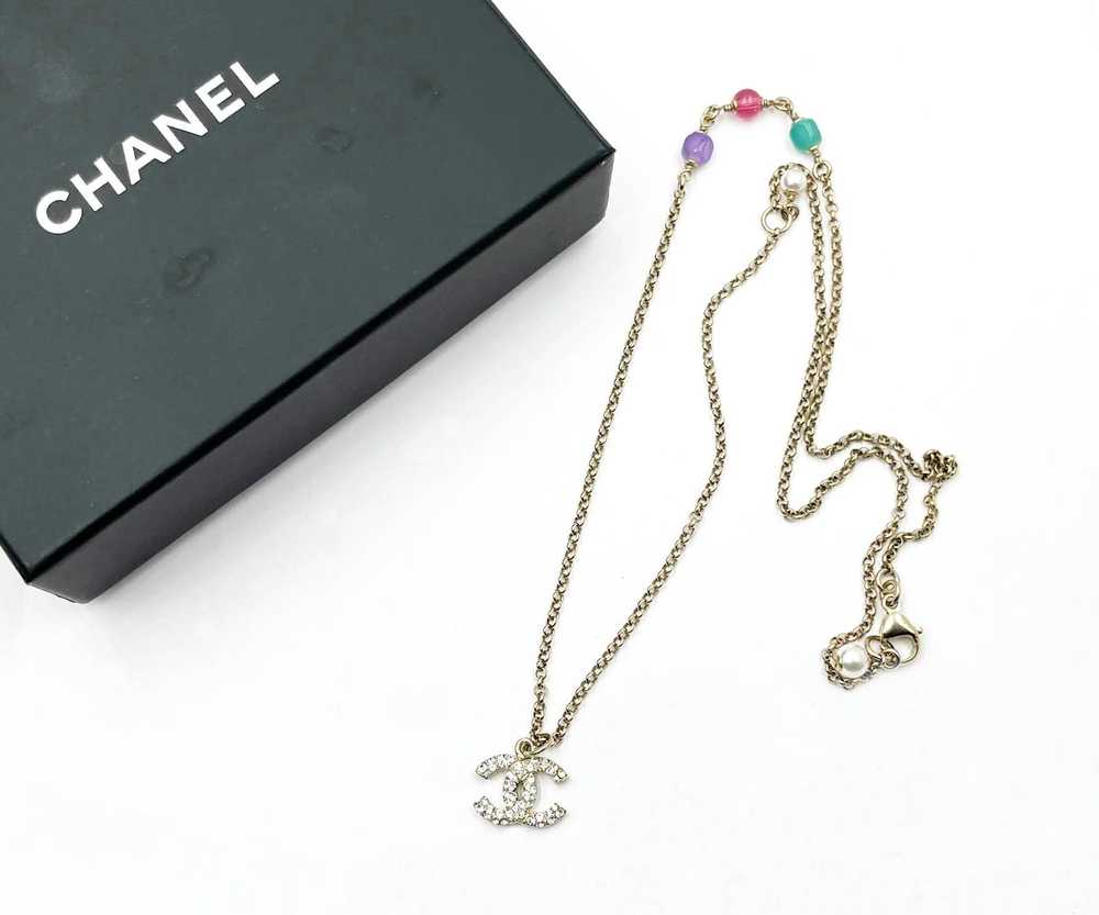 Chanel CHANEL Gold CC Crystal Red Green Purple St… - image 2