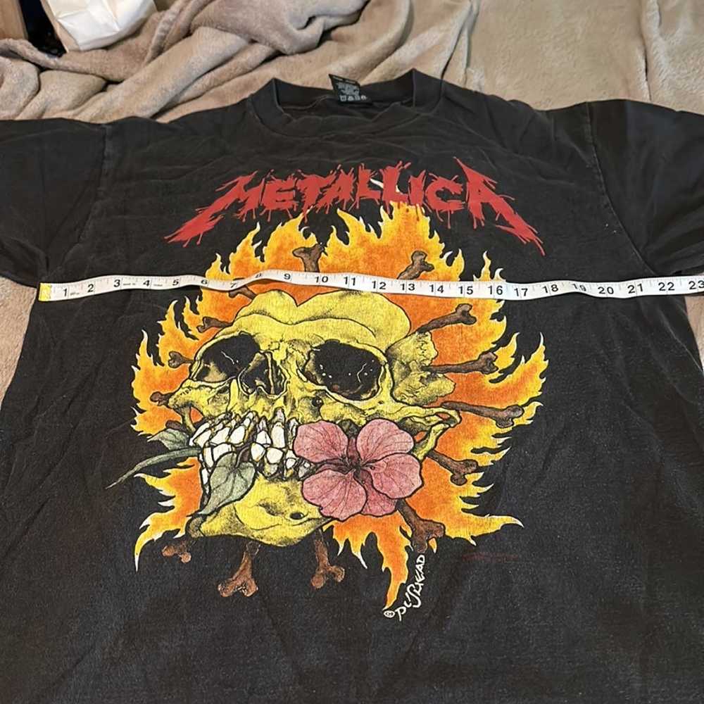 Vintage 1994 Metallica Pushead Flaming Skull Flow… - image 5
