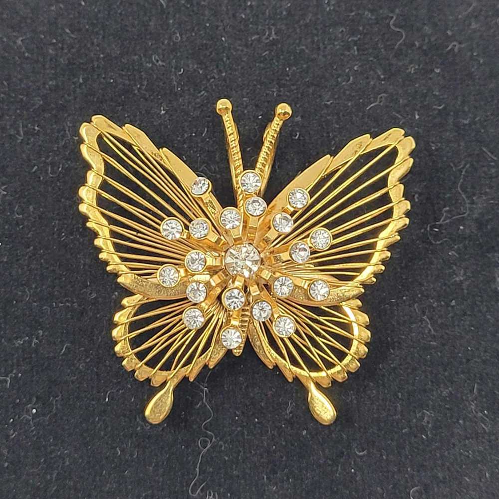 Vintage Vintage Gold Tone Filigree Butterfly Broo… - image 1