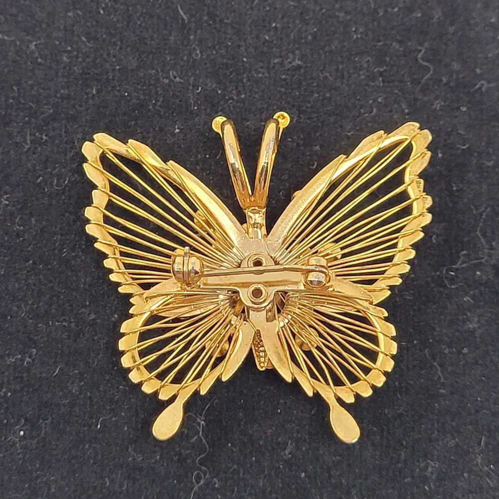 Vintage Vintage Gold Tone Filigree Butterfly Broo… - image 2