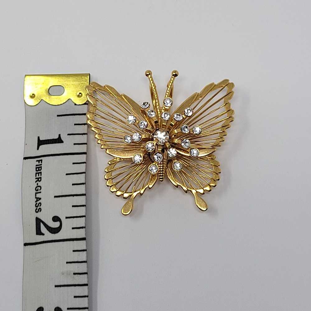 Vintage Vintage Gold Tone Filigree Butterfly Broo… - image 6