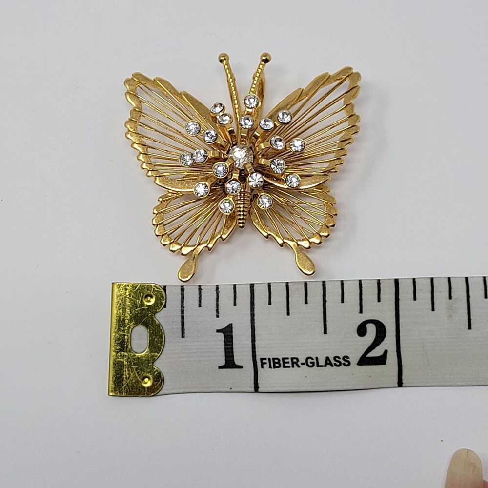 Vintage Vintage Gold Tone Filigree Butterfly Broo… - image 7