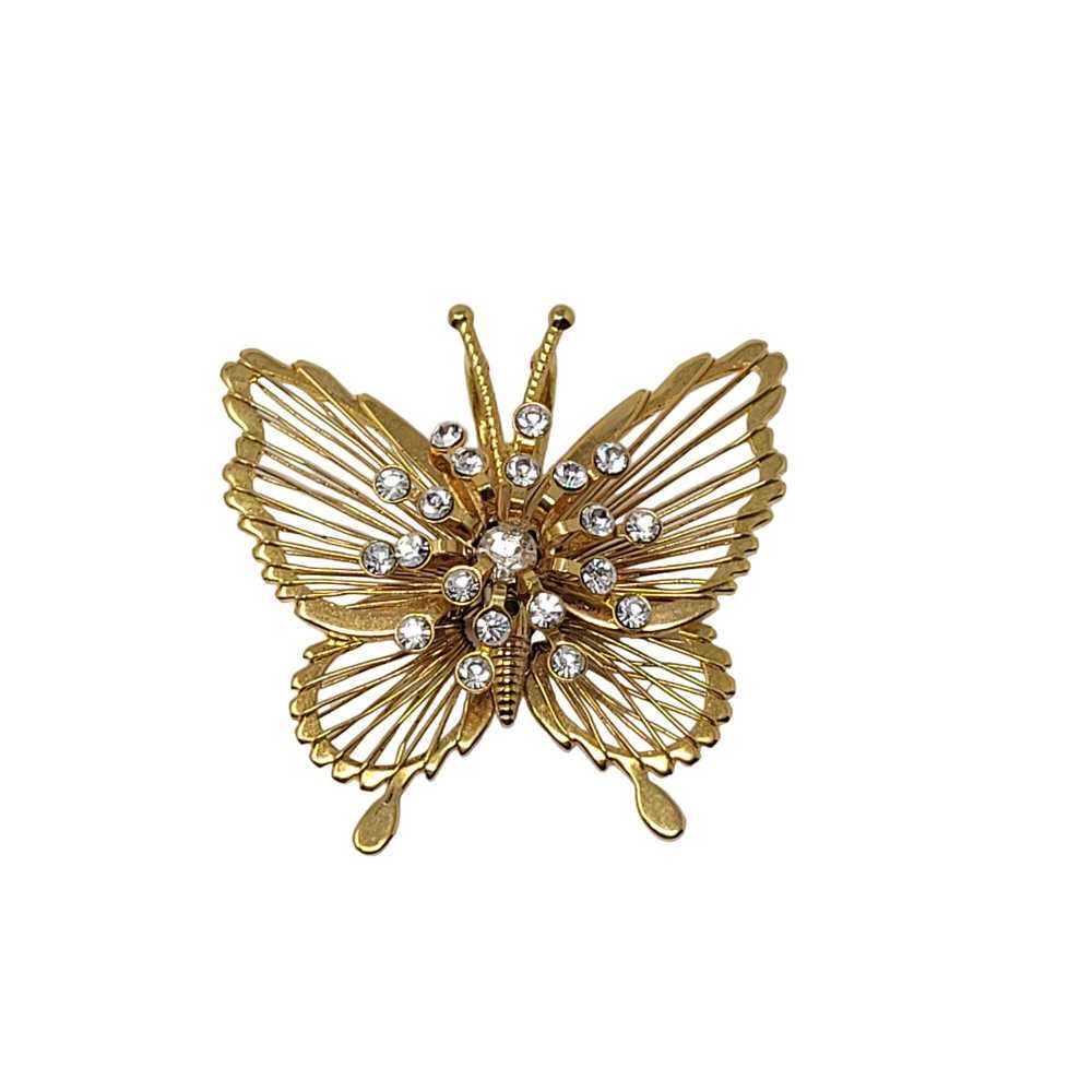 Vintage Vintage Gold Tone Filigree Butterfly Broo… - image 8