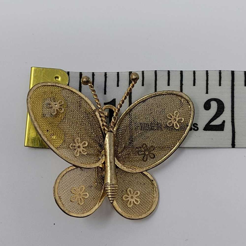 Vintage Vintage 60's Gold Tone Butterfly Brooch P… - image 4