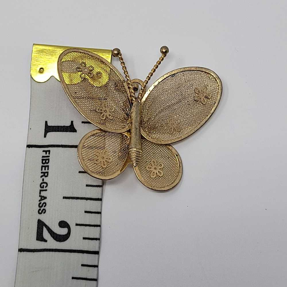 Vintage Vintage 60's Gold Tone Butterfly Brooch P… - image 5