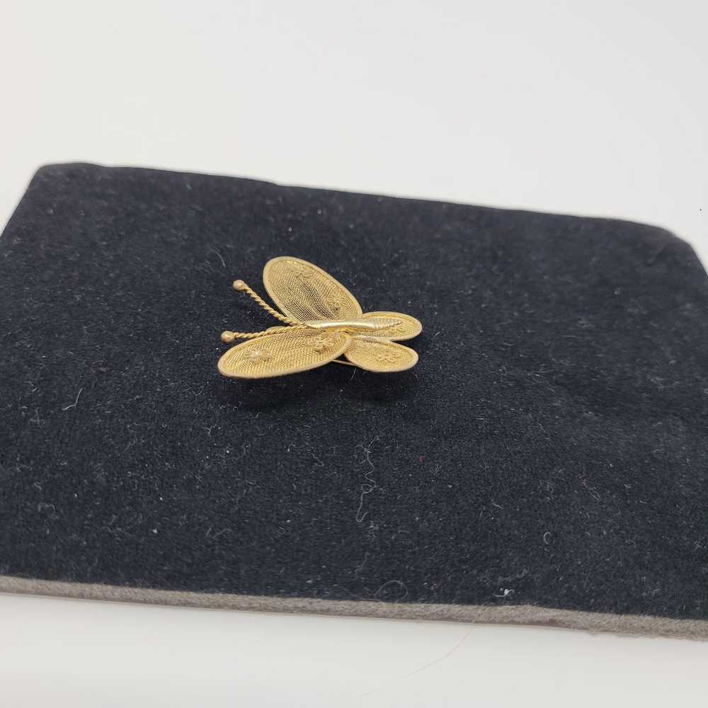 Vintage Vintage 60's Gold Tone Butterfly Brooch P… - image 7