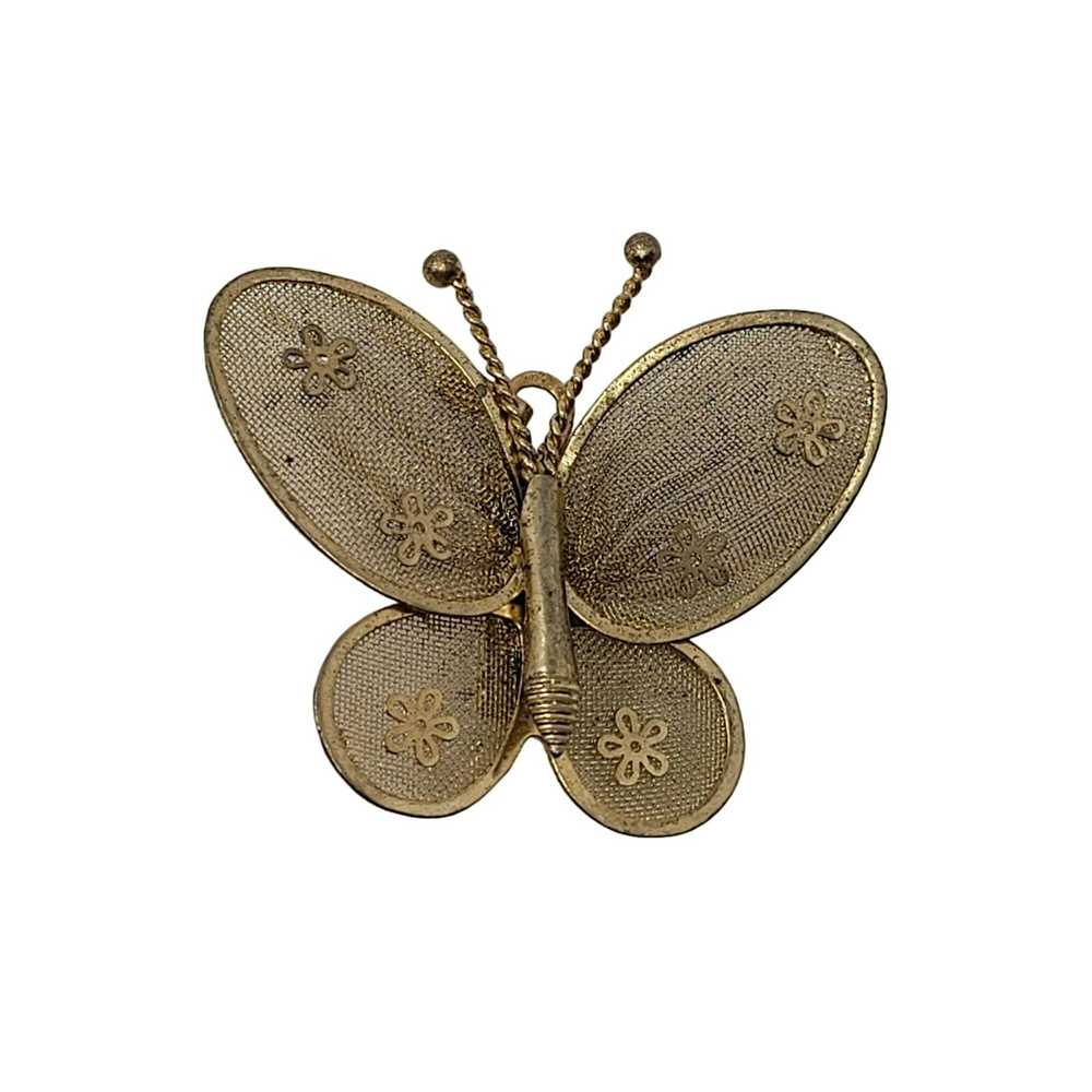 Vintage Vintage 60's Gold Tone Butterfly Brooch P… - image 8