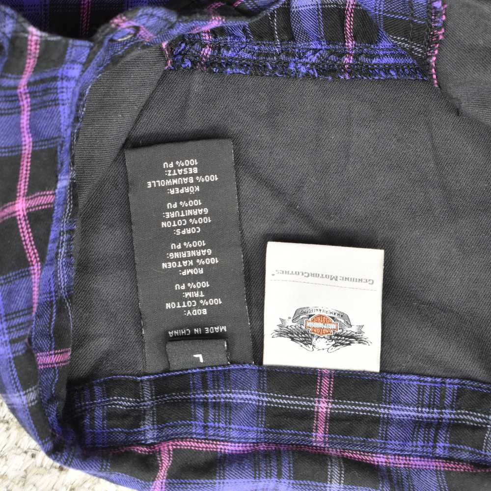 Harley Davidson Women's Size L Basic  Blue Plaid … - image 7