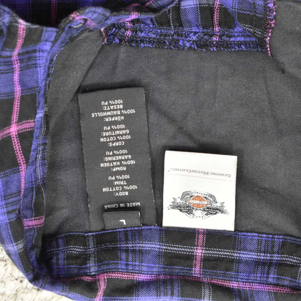 Harley Davidson Women's Size L Basic  Blue Plaid … - image 8