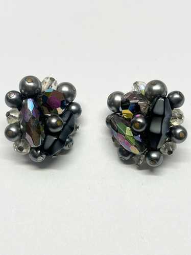 Vintage Vintage Crystal Beaded Cluster Earrings