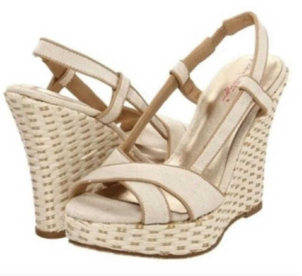 Lilly Pulitzer Ashley Raffia Weave Canvas Wedges - image 1