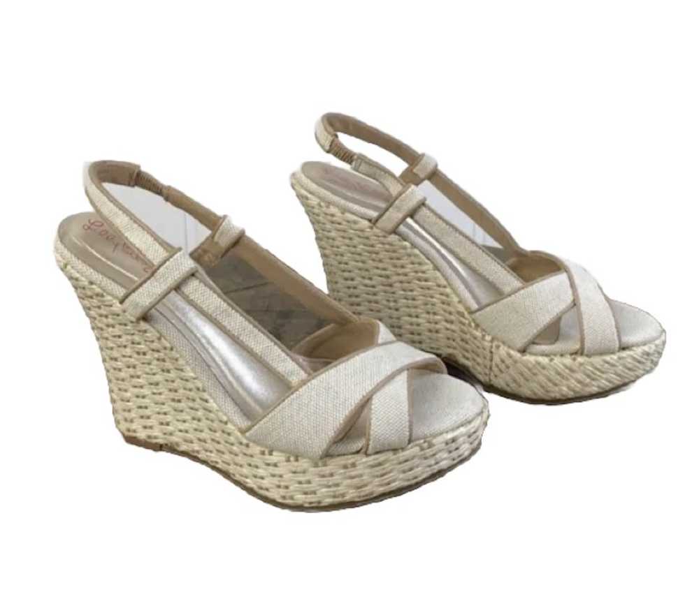 Lilly Pulitzer Ashley Raffia Weave Canvas Wedges - image 5