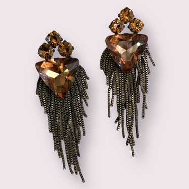 Vintage Amber Statement Earrings - image 1