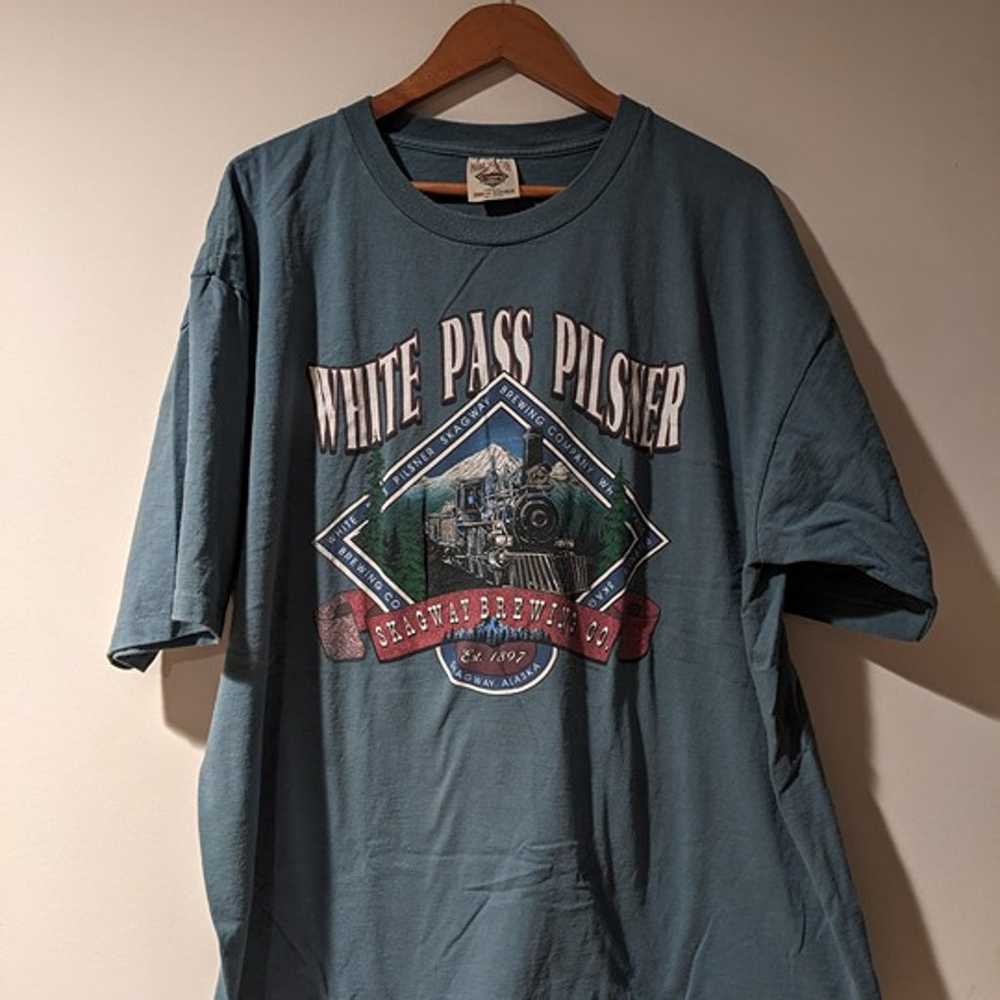 Vintage 90s White Pass Pilsner Train Blue XX-Larg… - image 1